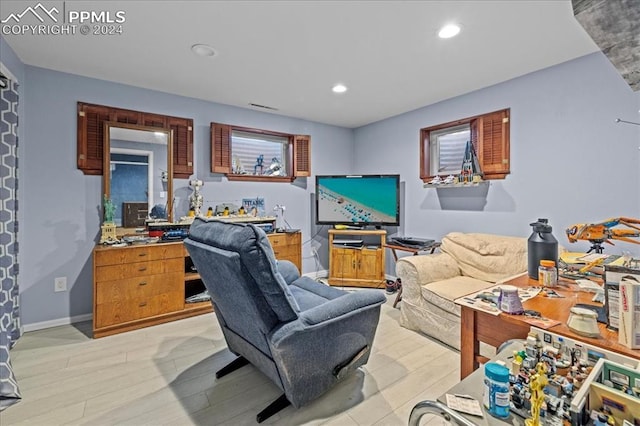 living room with light wood-type flooring