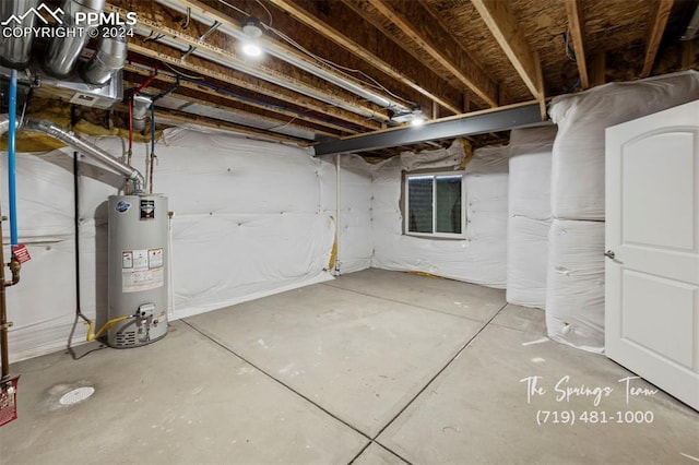 basement with gas water heater