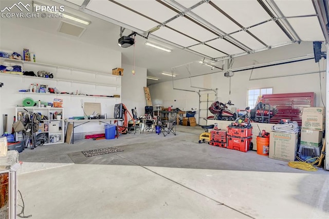 garage with a garage door opener