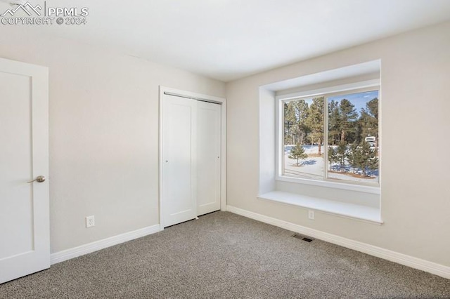 unfurnished bedroom featuring carpet