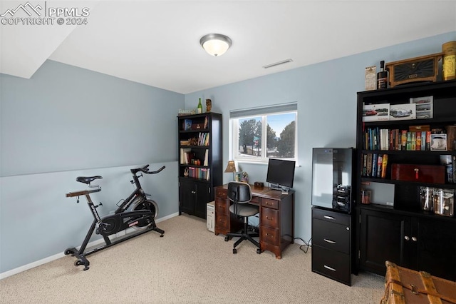 view of carpeted office space