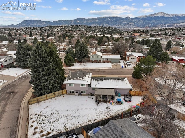 aerial view featuring a mountain view