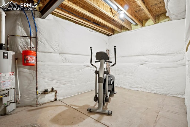 workout area featuring water heater