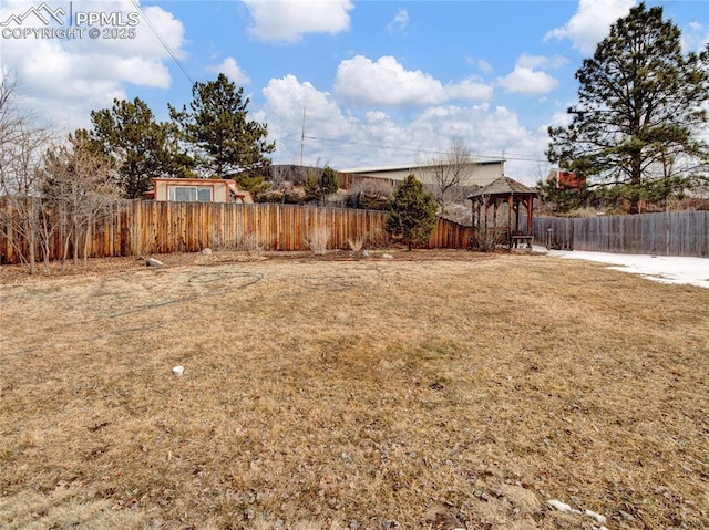 view of yard featuring a gazebo