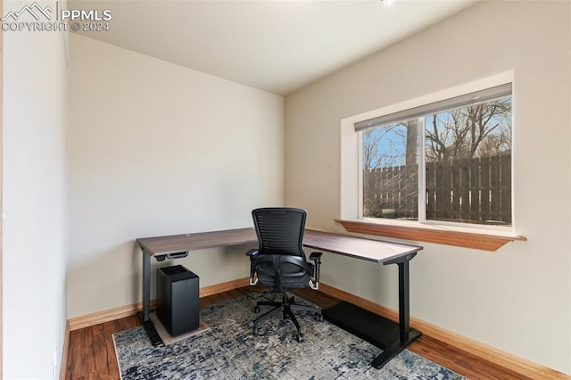 home office featuring wood-type flooring