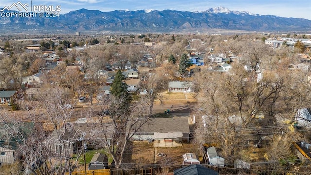 drone / aerial view with a mountain view