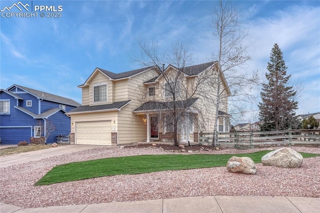 view of front of property with a garage