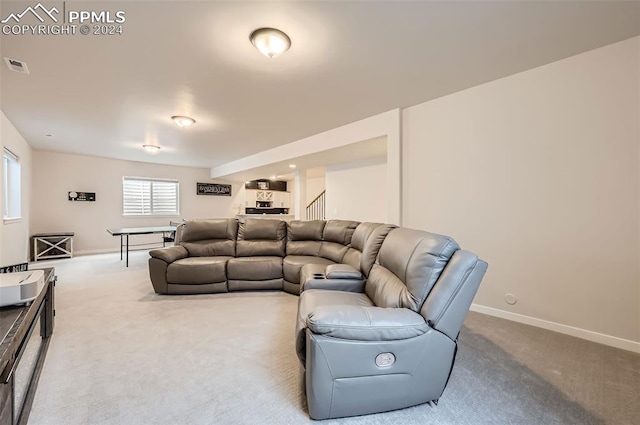 living room featuring carpet floors