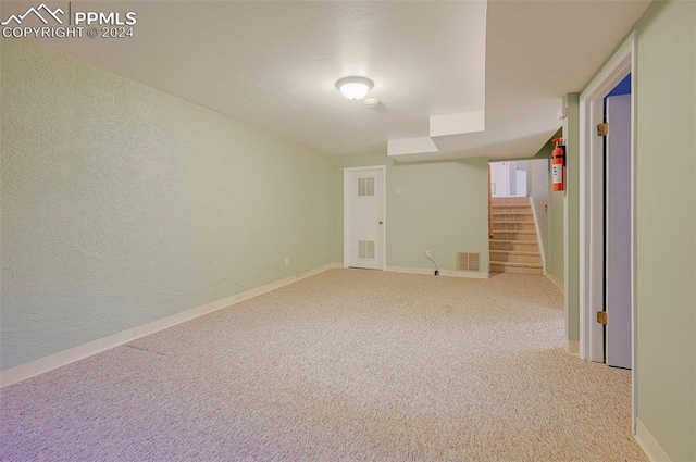 basement with carpet