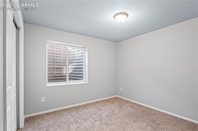 carpeted spare room with a textured ceiling