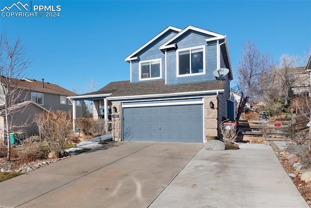 view of front of house with a garage