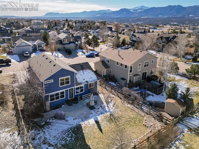 drone / aerial view with a mountain view