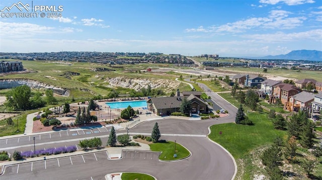 aerial view featuring a mountain view