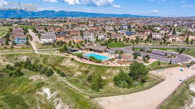 drone / aerial view with a mountain view