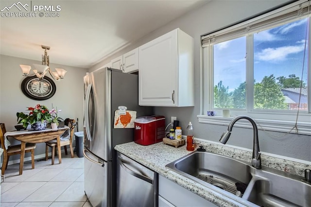 kitchen featuring sink, white cabinets, a healthy amount of sunlight, and appliances with stainless steel finishes