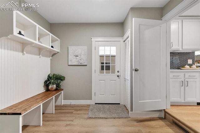 mudroom featuring light wood-type flooring