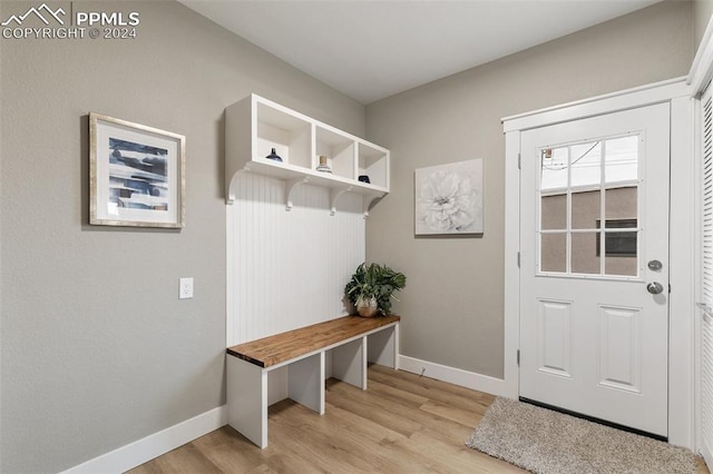 mudroom featuring light hardwood / wood-style floors