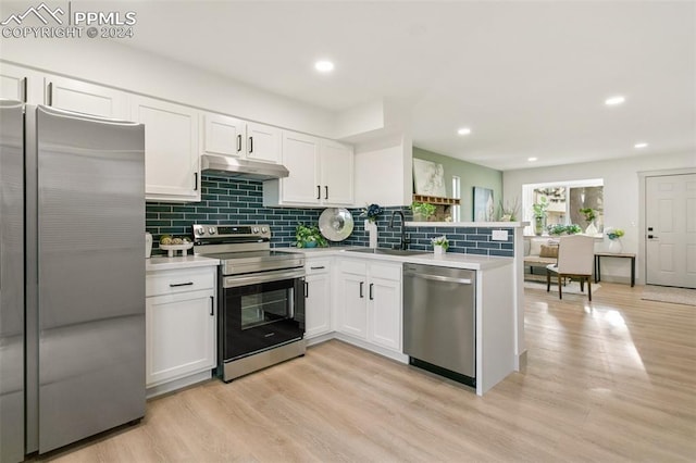 kitchen with white cabinetry, sink, and appliances with stainless steel finishes