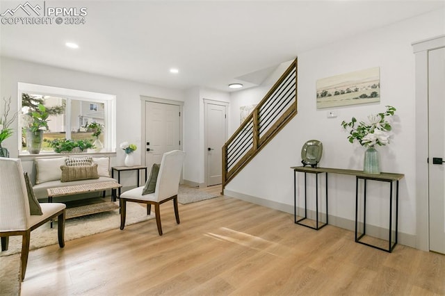 living area featuring light wood-type flooring