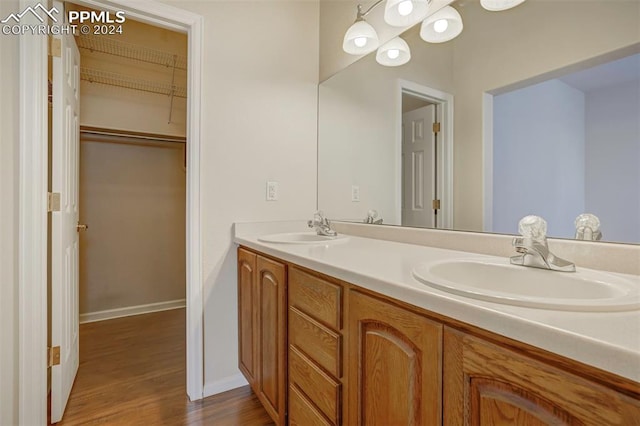 bathroom featuring wood-type flooring and vanity