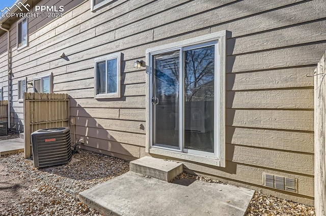 view of property exterior featuring central AC unit