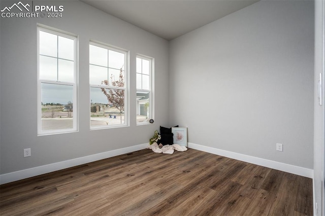 spare room with dark hardwood / wood-style flooring