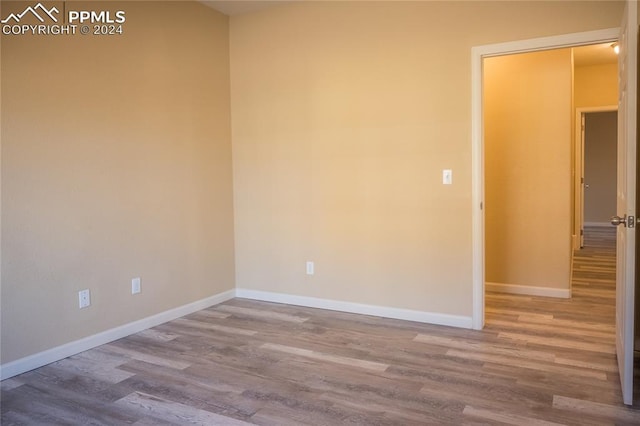 spare room featuring wood-type flooring