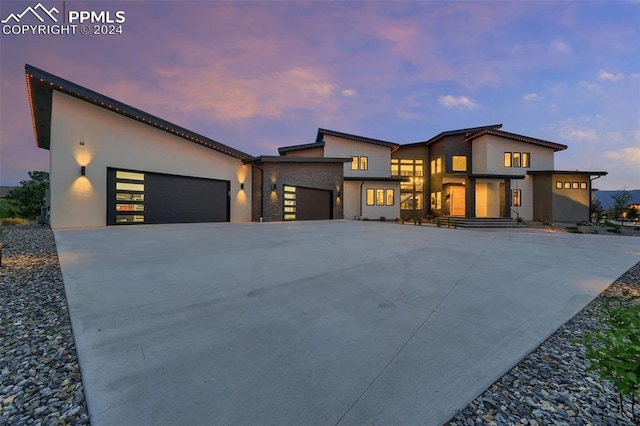 contemporary home with a garage