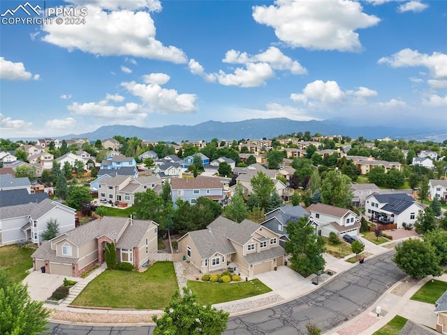 drone / aerial view with a mountain view