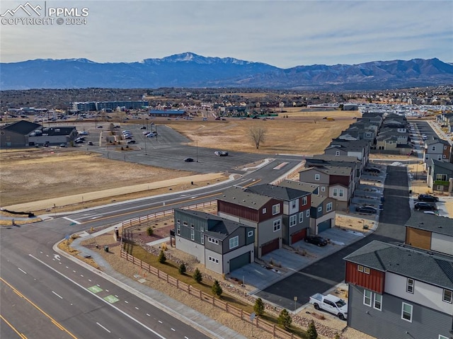 drone / aerial view with a mountain view