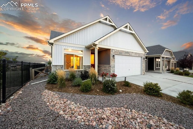 craftsman inspired home featuring a garage