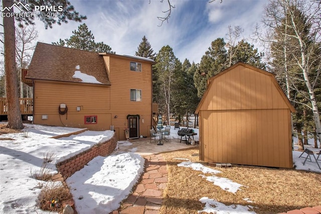view of snow covered property