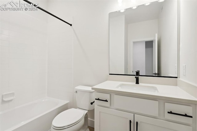 full bathroom with shower / tub combination, vanity, and toilet