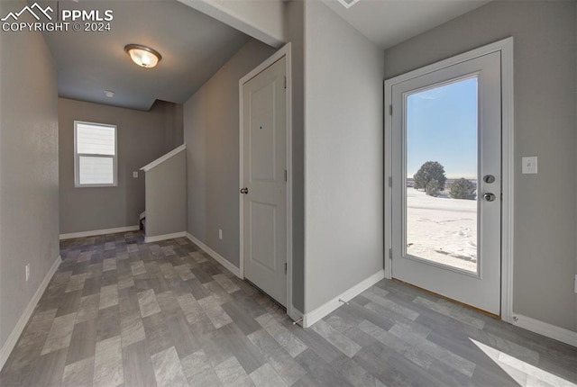 interior space with hardwood / wood-style flooring