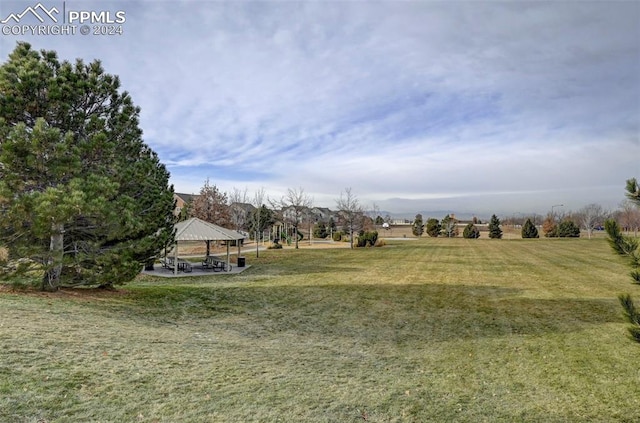 view of yard with a gazebo