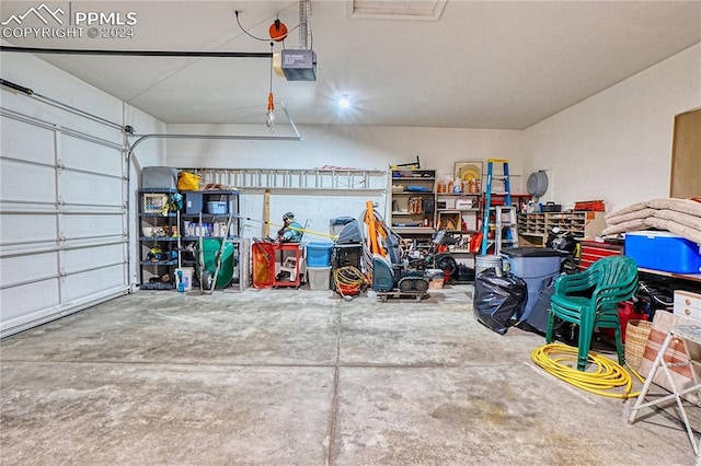 garage with a garage door opener