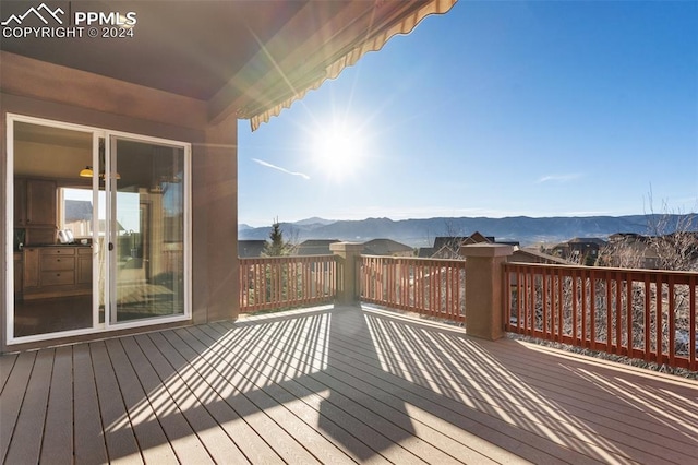 deck with a mountain view