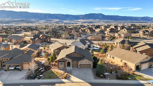 aerial view with a mountain view