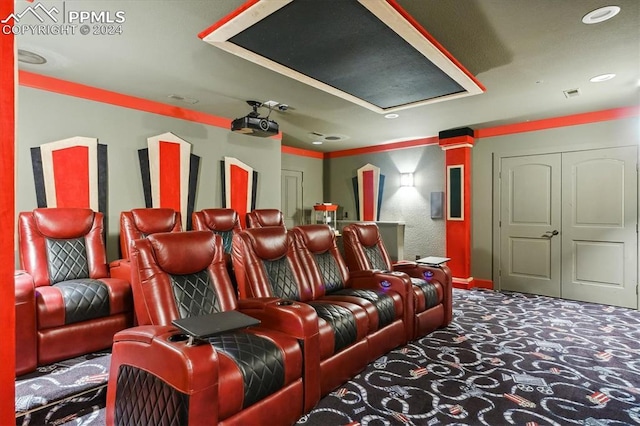 view of carpeted cinema room