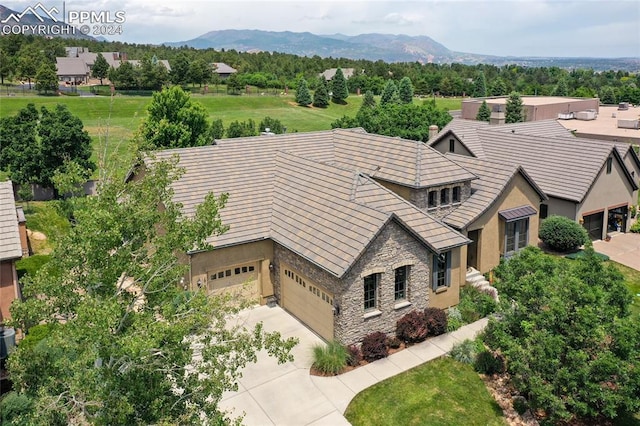 aerial view featuring a mountain view