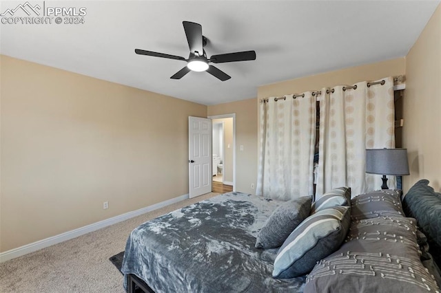 bedroom with carpet and ceiling fan