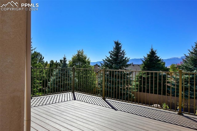 deck with a mountain view