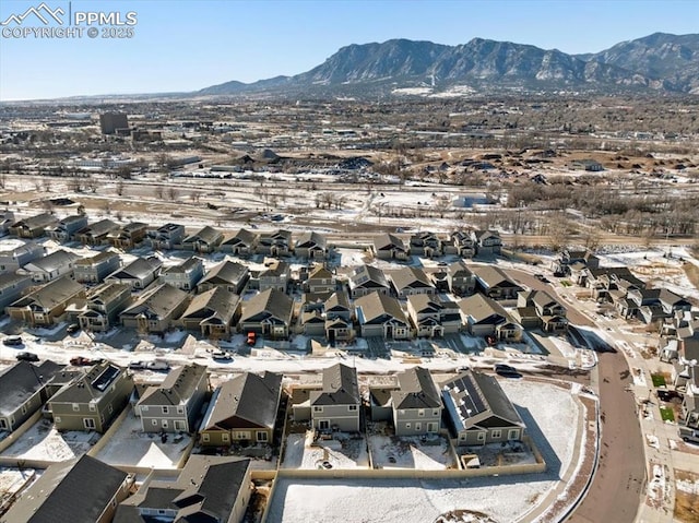 drone / aerial view with a mountain view