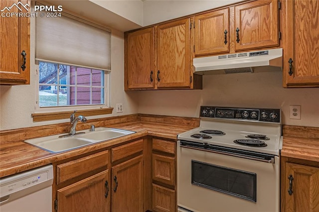 kitchen with white appliances and sink