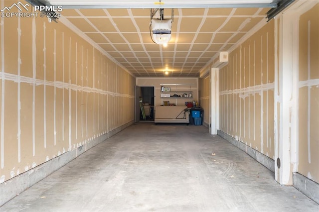 garage with a garage door opener