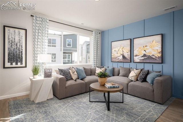 living room featuring wood-type flooring