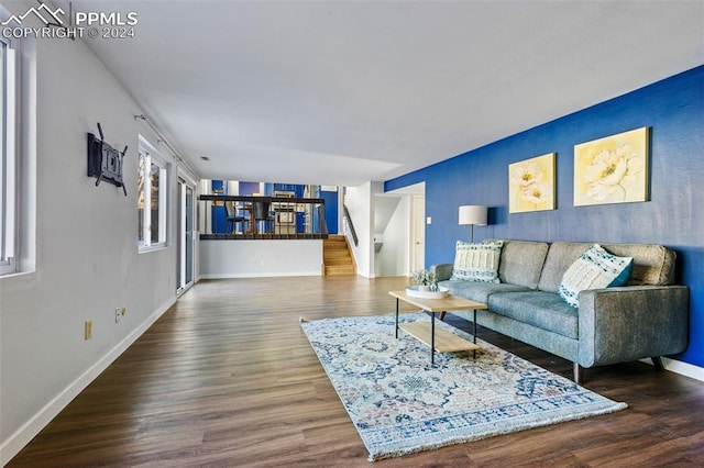 living room with hardwood / wood-style floors