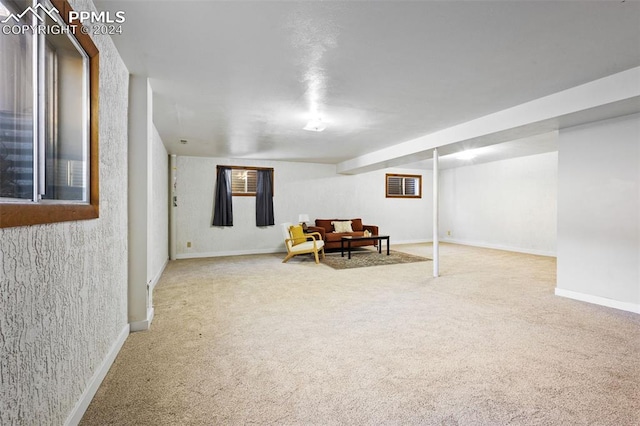 living area with carpet floors