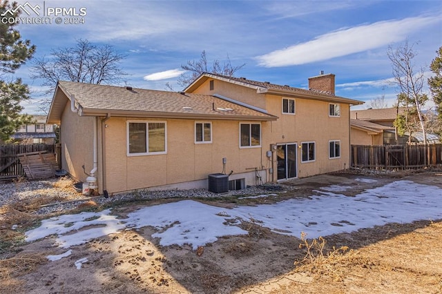 view of snow covered property