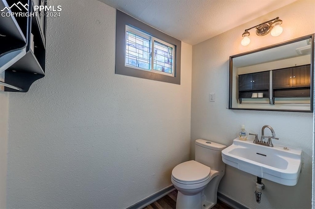 bathroom featuring hardwood / wood-style flooring, sink, and toilet